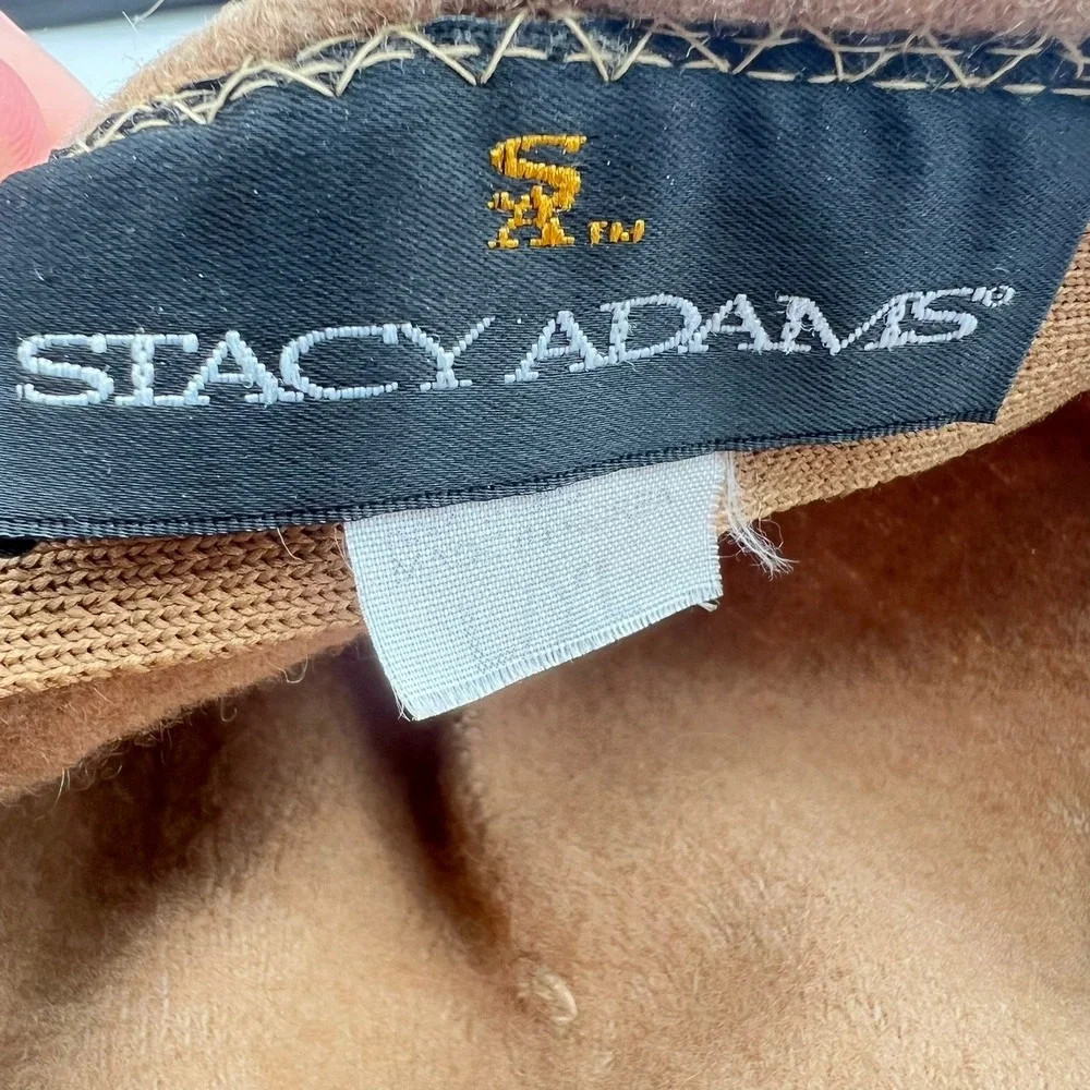 Vintage 00s Stacy Adams Mens Wool‎ Newsboy Flat Cap Hat Driving Golf Tan L/XL